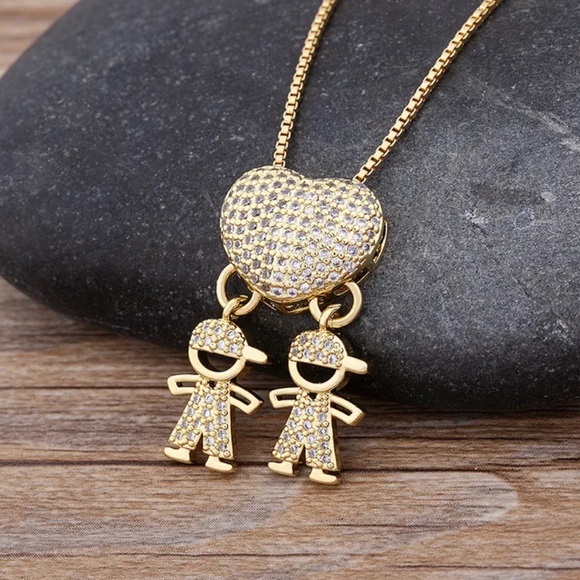 Jewelry - Gold filled Heart Pendant Necklace with Crystal Accents